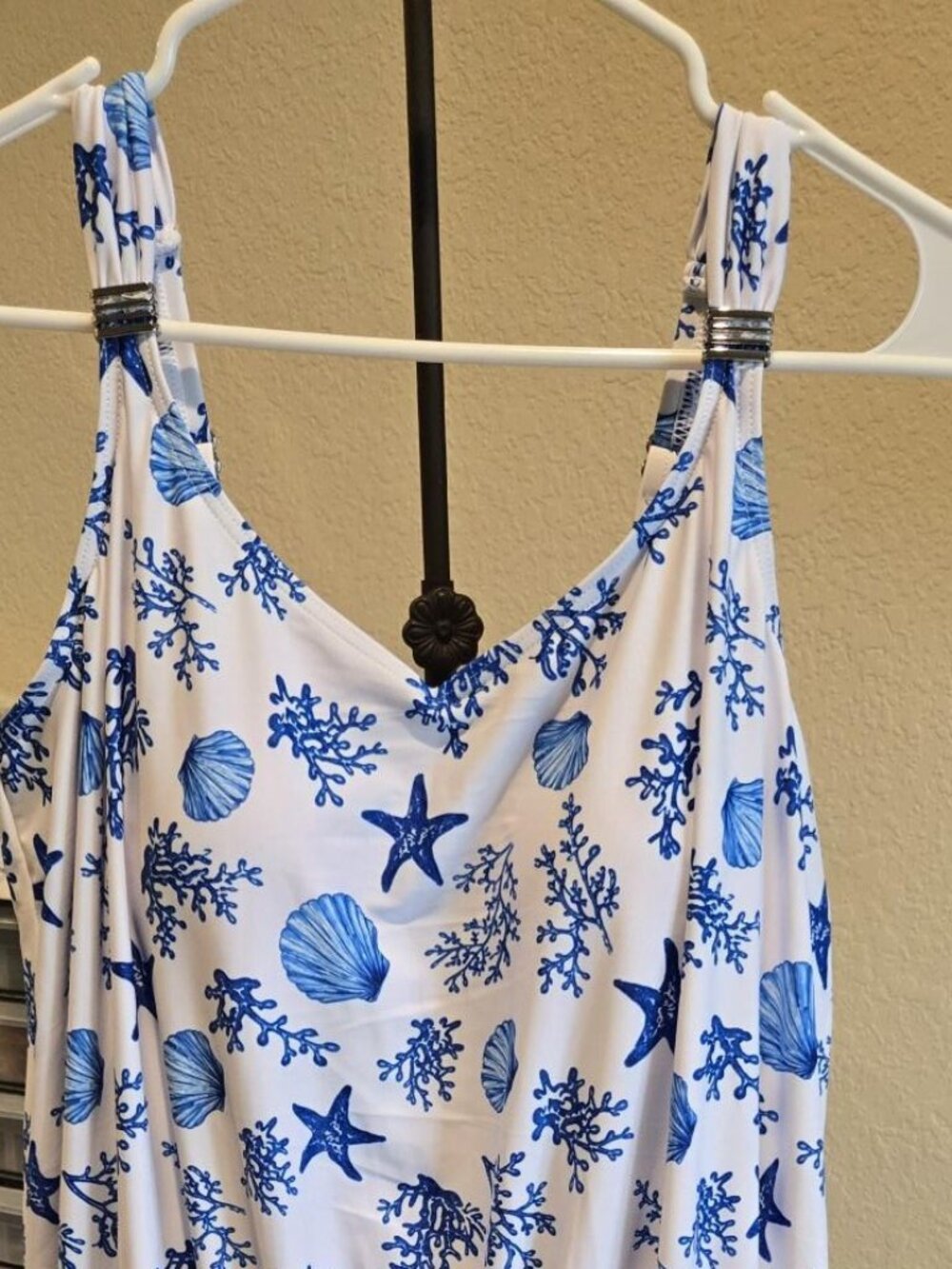 Bloomchic Ocean Inspired Seashell & Coral Print Swim Romper (Dress) Size 14-16